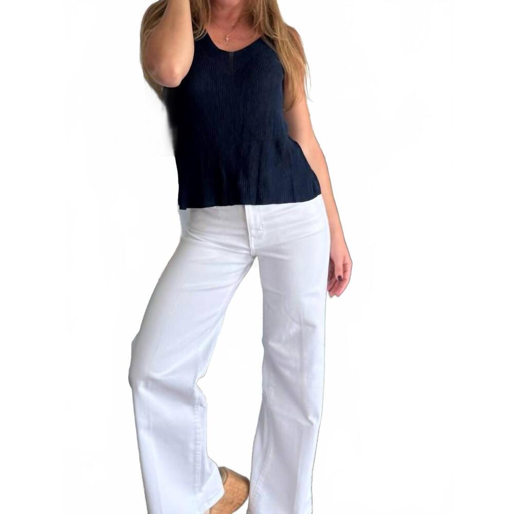 NEW MINT EXCLUSIVES italian viscose v-neck tank top in navy blue